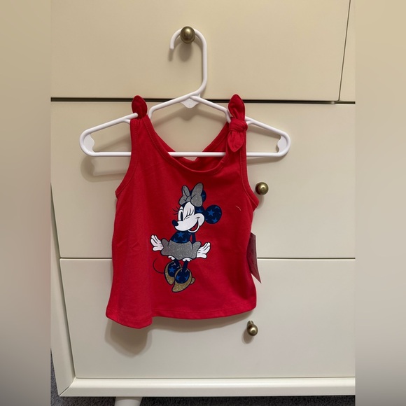 Disney Red Minnie Mouse Kids Tank Top with Bow - Picture 1 of 2